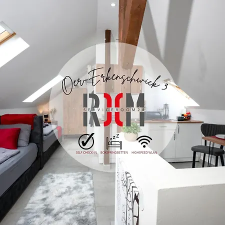 公寓 Serviceroom24 - 3 In Wlan - Smart-tv - 24-7 Check-in Und Kueche